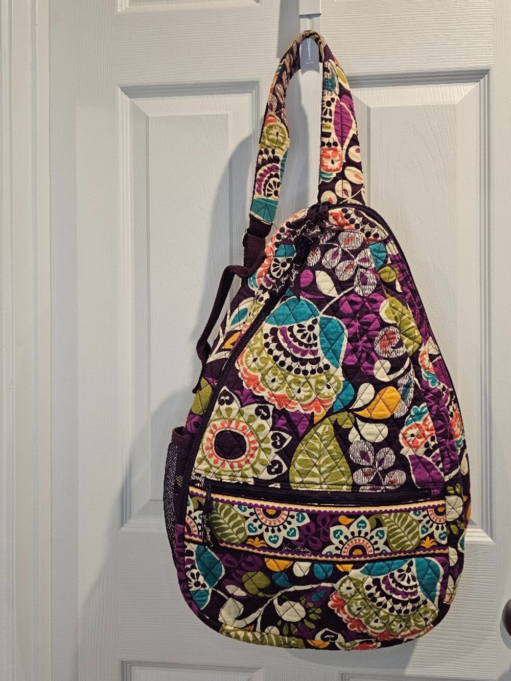 Vera Bradley Plum Crazy Sling Tennis Backpack Pickleball Racquet Bag Crossbody